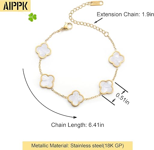 Falcine Four-Leaf Clover Link Bracelet - Image 2