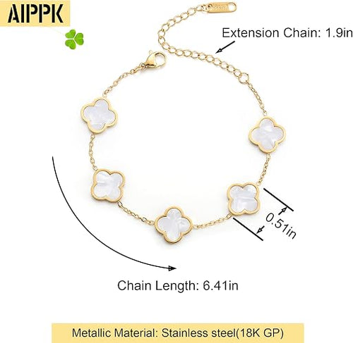Falcine Four-Leaf Clover Link Bracelet - Image 2