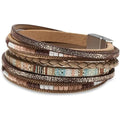 Falcine Boho Layered Leather Wrap Bracelet